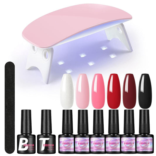COSCELIA Nagellackset mit UV-Lampe 6 Stück à 7 ml UV-Gel