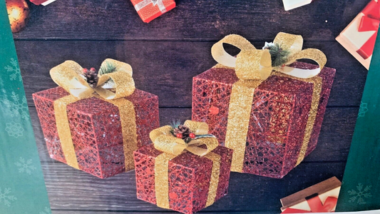 GIGALUMI LED Geschenkbox 3er Set Weihnachten, 8 Modi 60LED Leuchtend Weihnachten