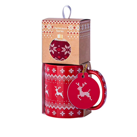 Geschenkset "Tasse mit Weihnachtssocken" Originelles Set wärmende Momente