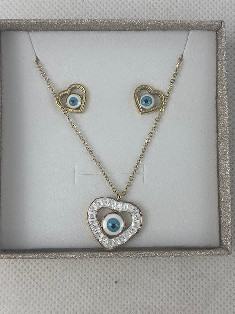 Halskette mit Auge mit Ohrringe