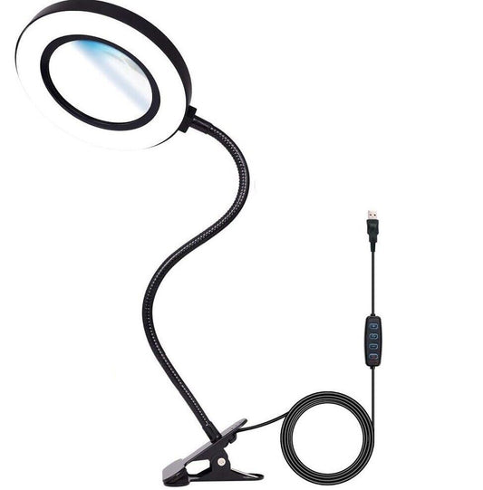 Schreibtisch Lupe mit Licht 6X, 72 LEDs und 3 einstellbaren Farben. Leselupe für