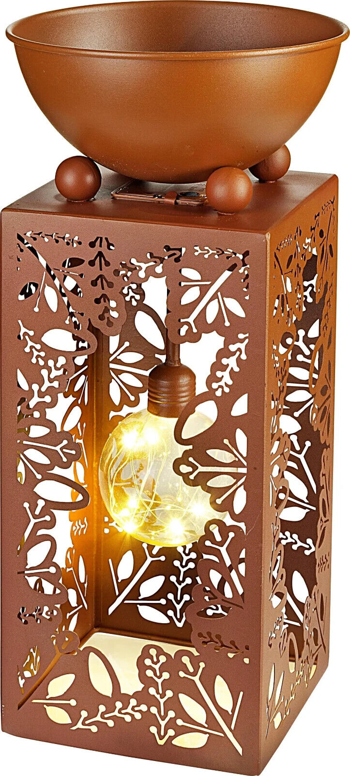 LED-Pflanzsäule "Blumen" mit Kugelleuchte, 40cm