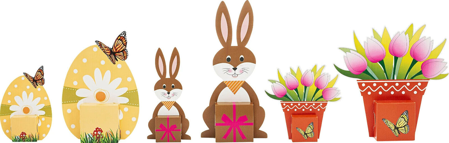Geschenkboxen Aufsteller "Frohe Ostern" 6er-Set Geschenkverpackung Osterei