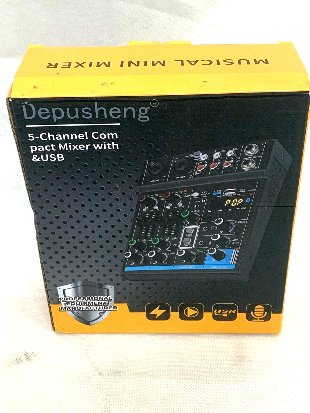 SLSFJLKJ Professioneller Audiog-Mixe, Sound Board Console 4-Kanal-digitaler USB-