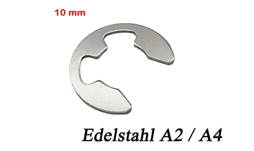 10 mm E-CLIP Außen Sicherungsring Sprengring für Welle DIN 6799 Edelstahl M10