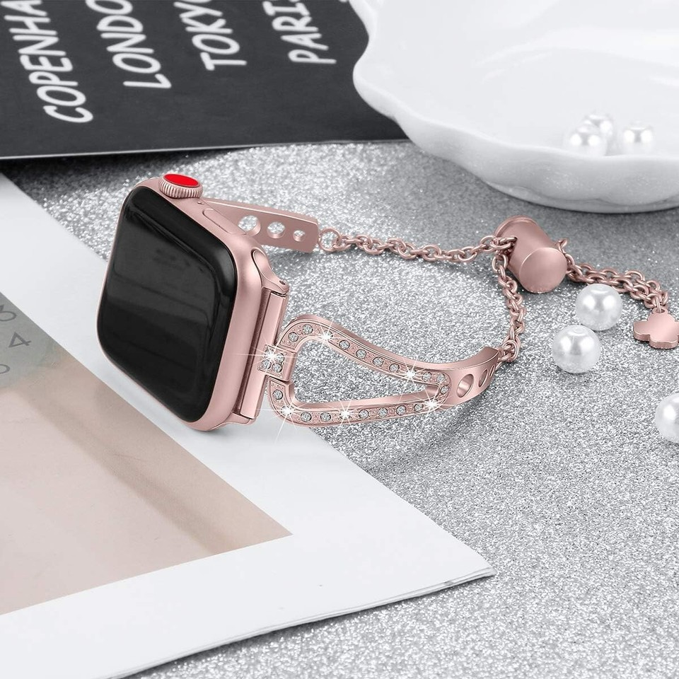 Kompatibel mit Apple Watch Armband 40mm Series 4/5/6, Damen Metall Bling Strass