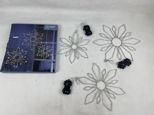 LED-Hängedeko "Schneeflocke" 3er-Set