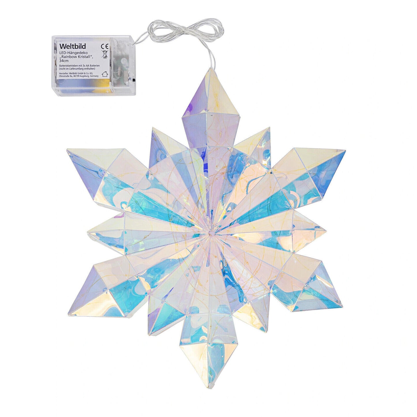 LED-Hängedeko "Rainbow Kristall", 34cm Stern Deko Wohnungsdeko Dekoration LED