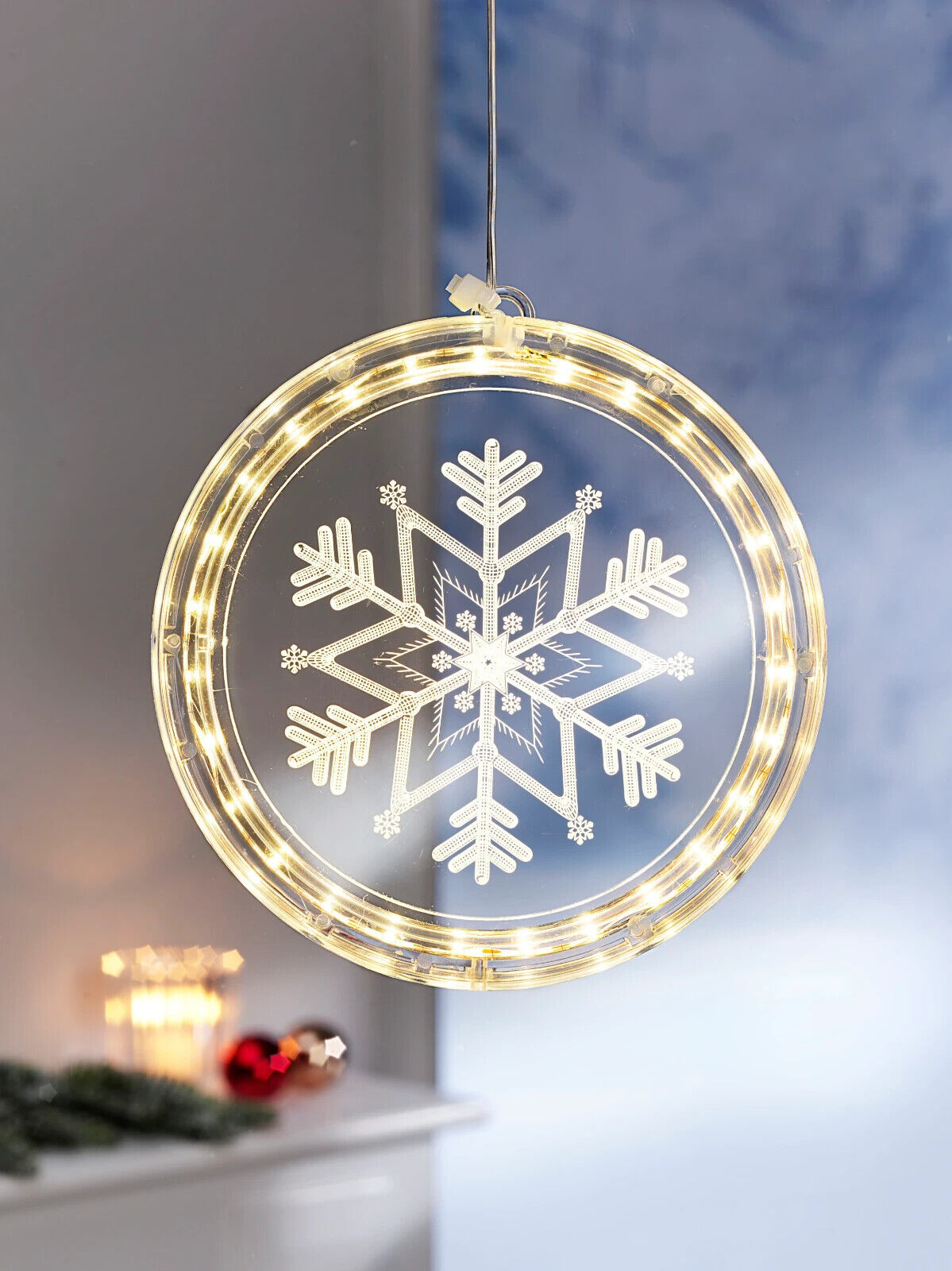 LED-Hängedeko "Snowflake", 26 LEDs Schneeflocke Außen Dekoration Weihnachten