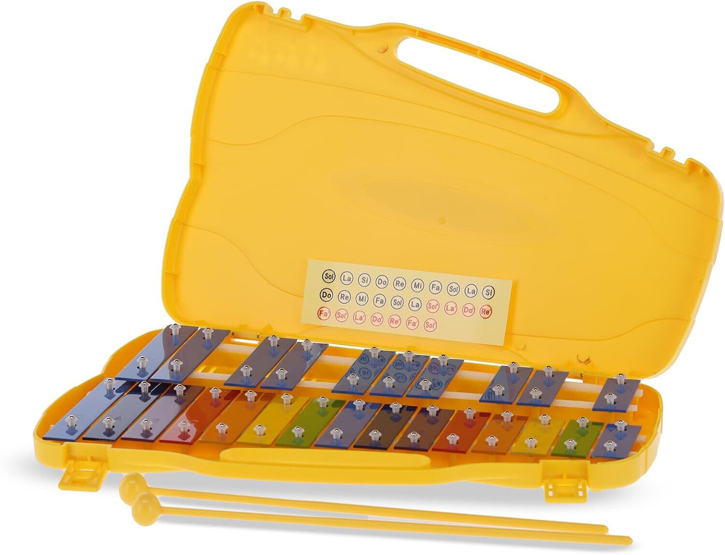 Glockenspiel im gelben Kunststoffkoffer