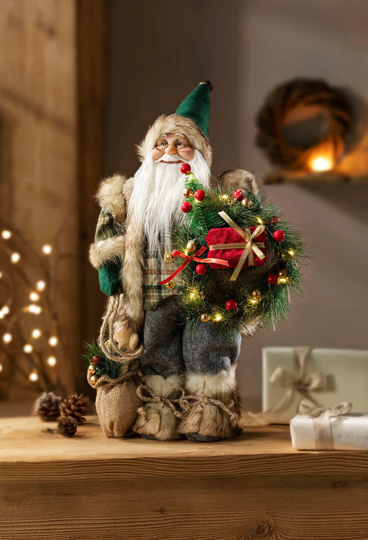 Deko-Weihnachtsmann "Malte" mit LED-Beleuchtung, 45cm