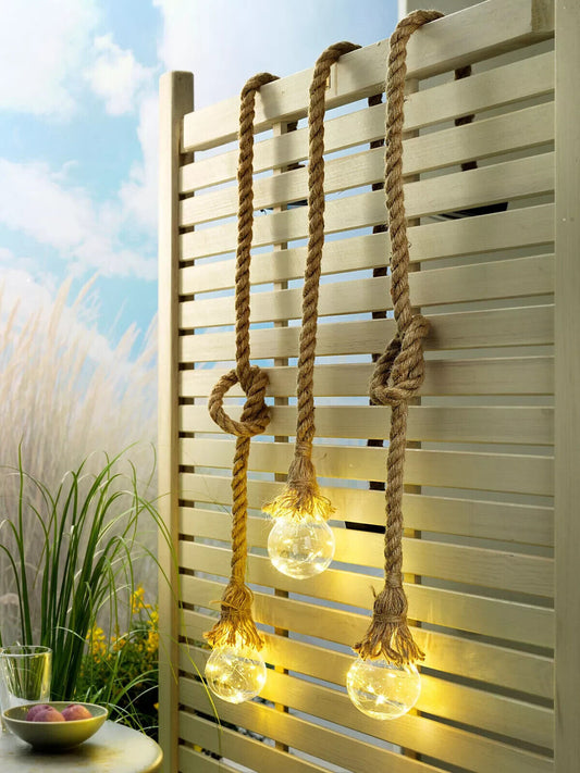 Solar-Hängedeko Corda 3er-Set Hängedeko Hanf Seil Boho chic Glühbirnen